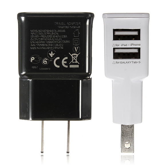 2 Dual USB Ports US Plug Charger Adapter For iPhone Smartphone Device