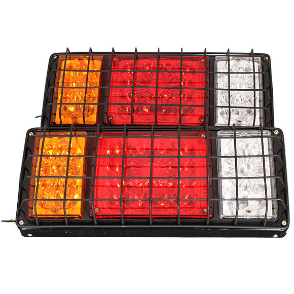 Pair 32LED Stop Rear Tail Indicator Lamps Lights Trailer Truck