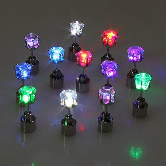 Flashing Flower Led Earrings Ear Stud Perfect for Party Christmas Accessories