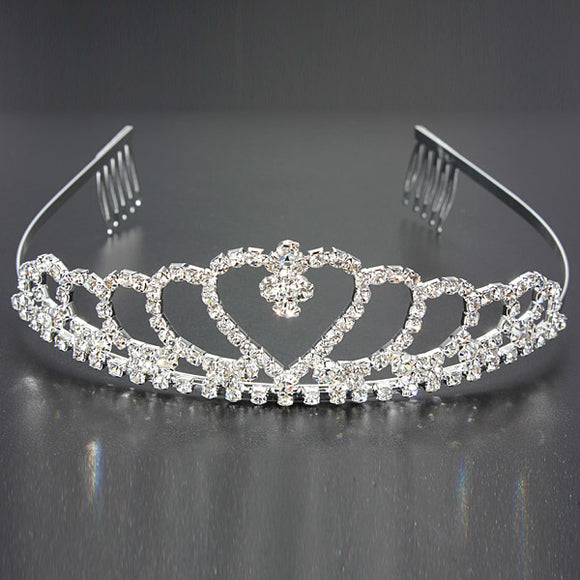 Wedding Bride Crystal Rhinestones Heart-shaped Crown Hair Tiara