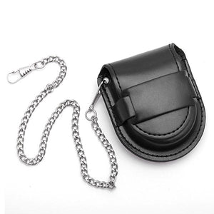 PU Leather Pocket Watch Box Holder Storage Case Purse Pouch Bag Chain