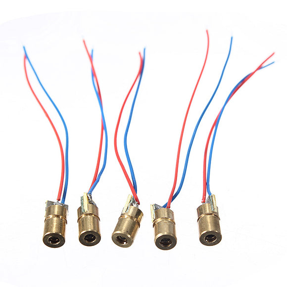 5Pcs DC 5V 5mW 650nm 6mm Red Copper Head Tube Laser Dot Diode Module
