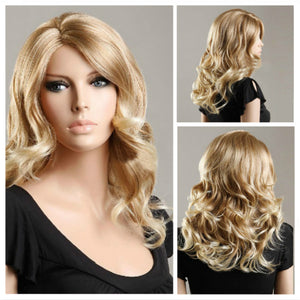 Mid Long Golden Wave Women Hair Wigs