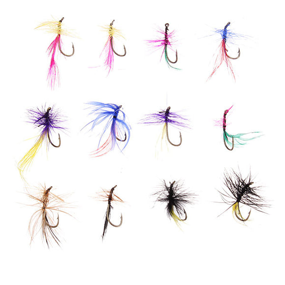 12 Pieces Fly Fishing Bass Lure Packs Flies (Color Assorted)