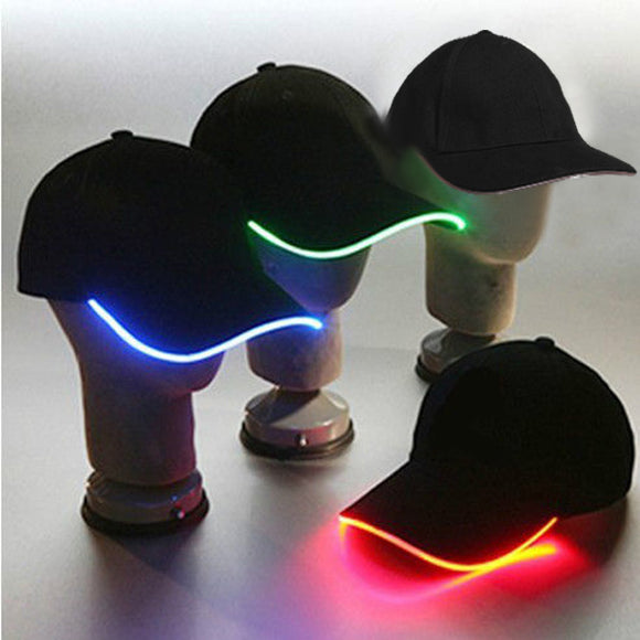 LED Light Glow Club Party Sports Athletic Black Fabric Travel Hat Cap Decorations