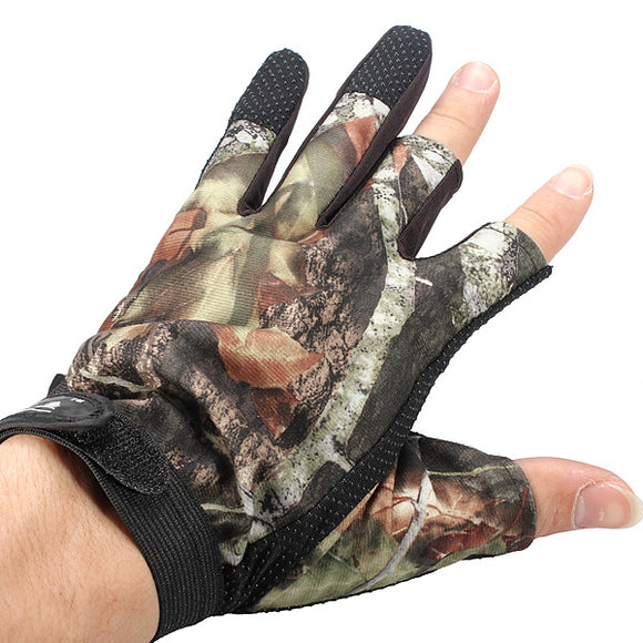 3 Cut Finger Anti-Slip Camouflage Fishing Hunting Gloves Waterproof