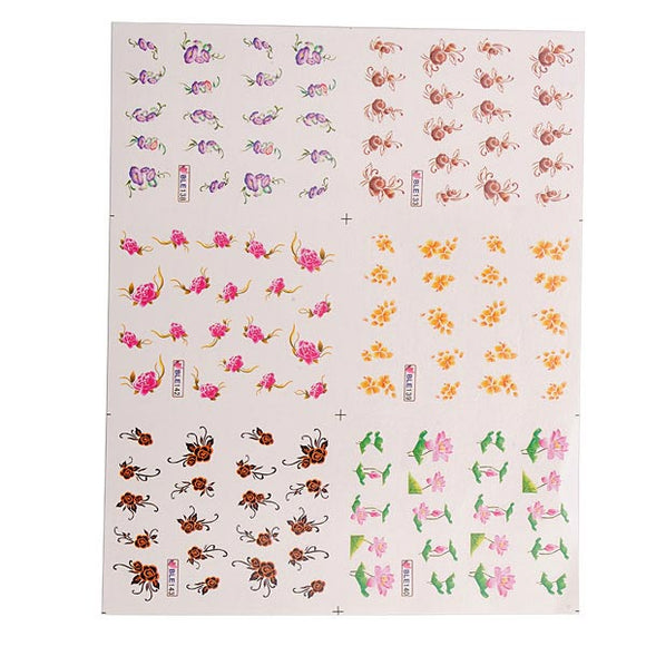 3D Colorful Flower Water Transfer Nail Stickers