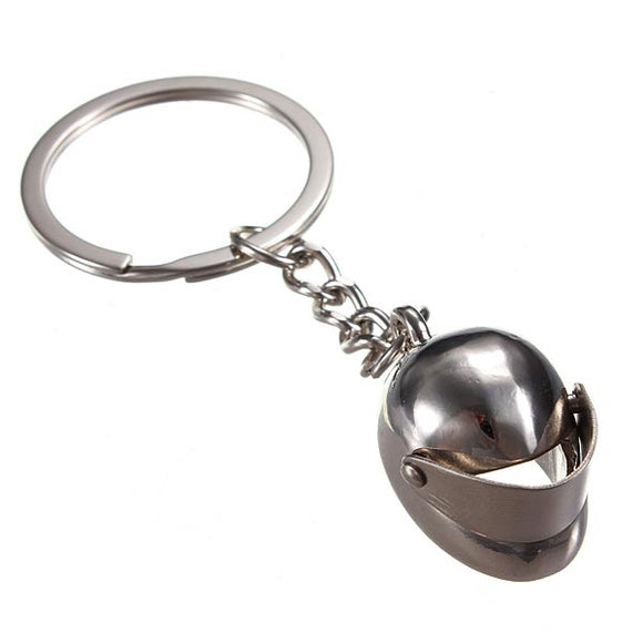 Car Motorcycle Helmet Auto Key Chain Ring Keychain Keyring Silver