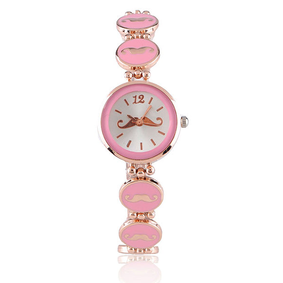 Fashion Mustache Bracelet Rose Gold Women Quartz Wrist Watch