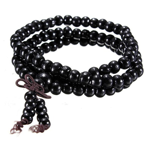 108 Black Ebony Sandalwood Bead Buddhist Prayer Bead Necklace Bracelet
