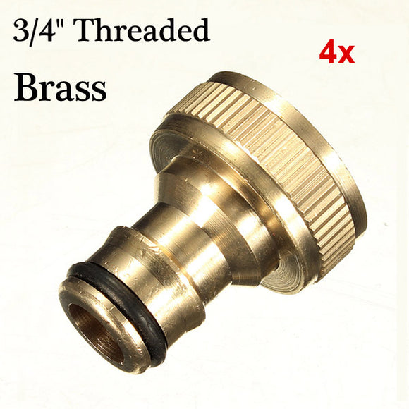 4x 3/4 brass threaded garden hose water tap fittings solid connector