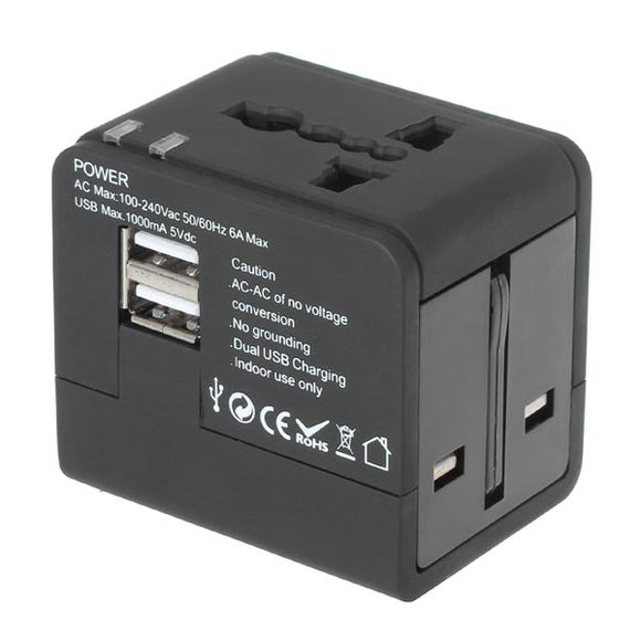 Universal 2 USB Port Travel Charger Adapter For iPhone Smartphone