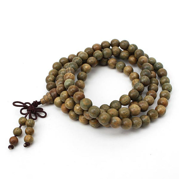 8mm 108 Green Sandalwood Buddhist Prayer Bead Mala Necklace Bracelet