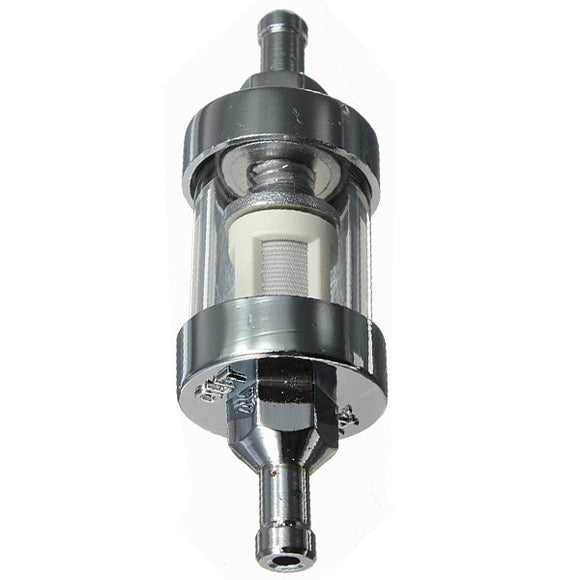 Chrome Inline Finish Petrol Diesel Fuel Filter 8mm 5/16