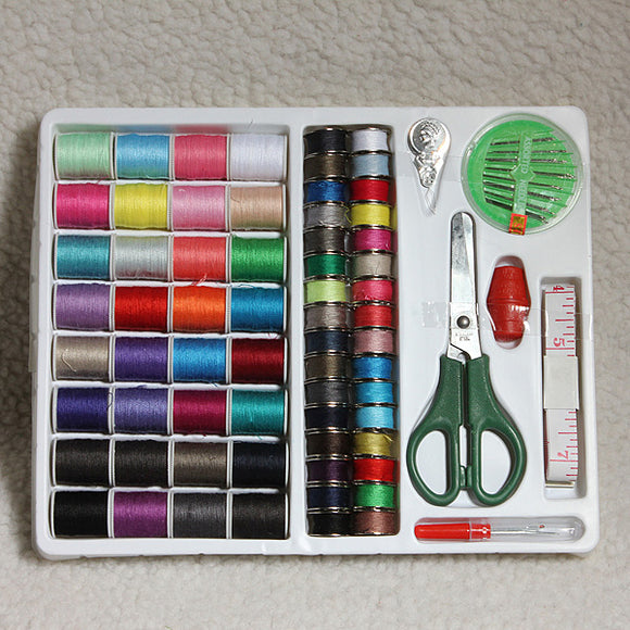 100pcs Portable Sewing Kit Threader Needle Tape Measure Scissor Thimble Set