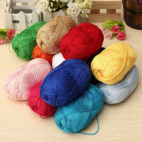 12Color Finger Ring Knitting Yarn Smooth Woolen Cotton Bamboo Yarn Knitted Hat