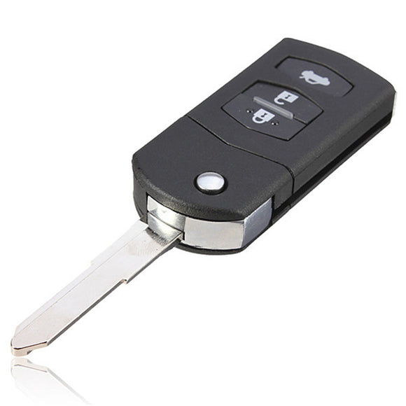 3 Buttons Remote Key Shell Case For Mazda Folding Flip Black Color