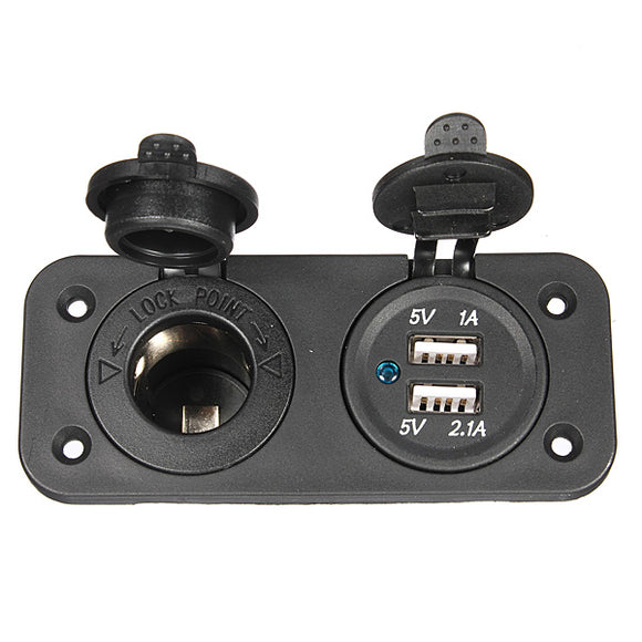 Dual Socket 12V USB Adapter for Motorcycle Bike Auto
