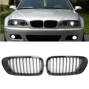 Chrome Black Kidney Front Grille Grill For BMW E46 3 Series
