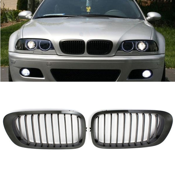 Chrome Black Kidney Front Grille Grill For BMW E46 3 Series