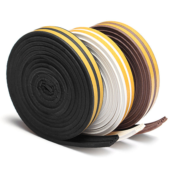 5M Draught Self Adhesive E Type Window Door Excluder Rubber Seal Strip