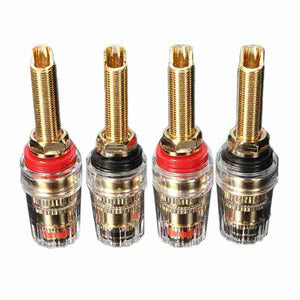 4X Long Thread Gold Plated Audio Speaker Binding Post Banana Plug