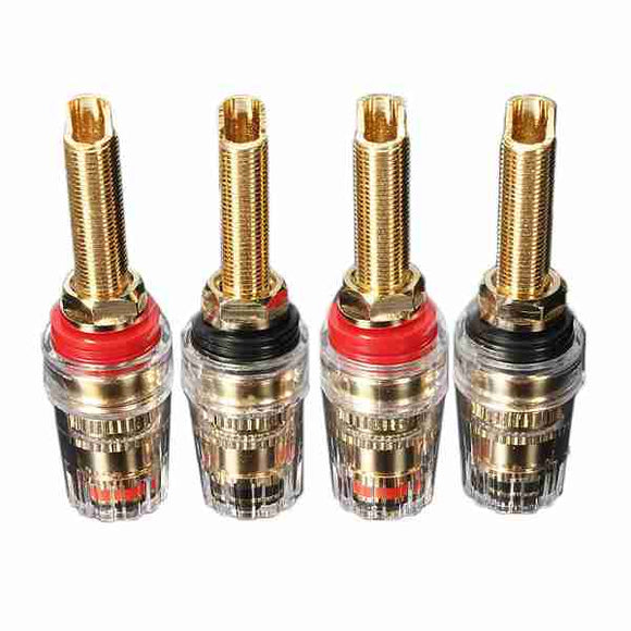 4X Long Thread Gold Plated Audio Speaker Binding Post Banana Plug