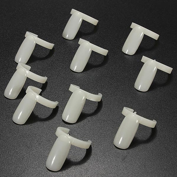 50PCS DIY Ring False Beige Practice Nail Art Tool Displayer