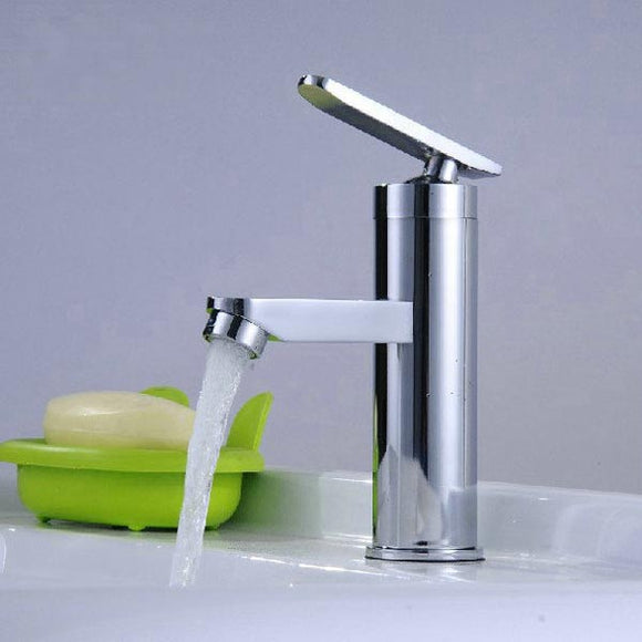 Chrome Brass Waterfall Single Handle Bathroom Basin Sink Mixer Tap