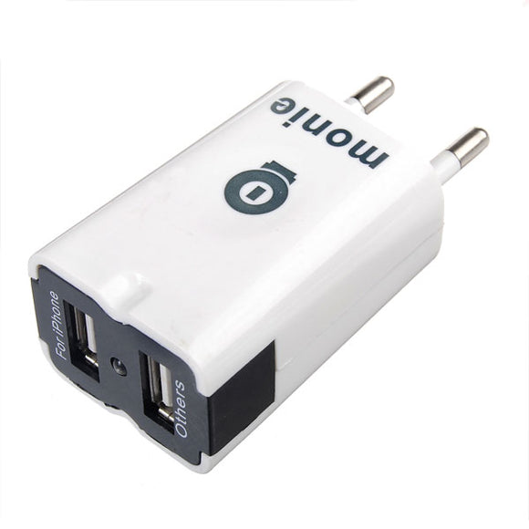 White Dual USB Port Travel Wall Charger For iPad Mini