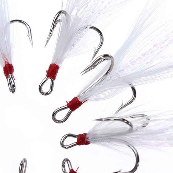 ZANLURE 10pcs/lot Treble Feather Fishing Baits Hooks Crank Lure Accessories