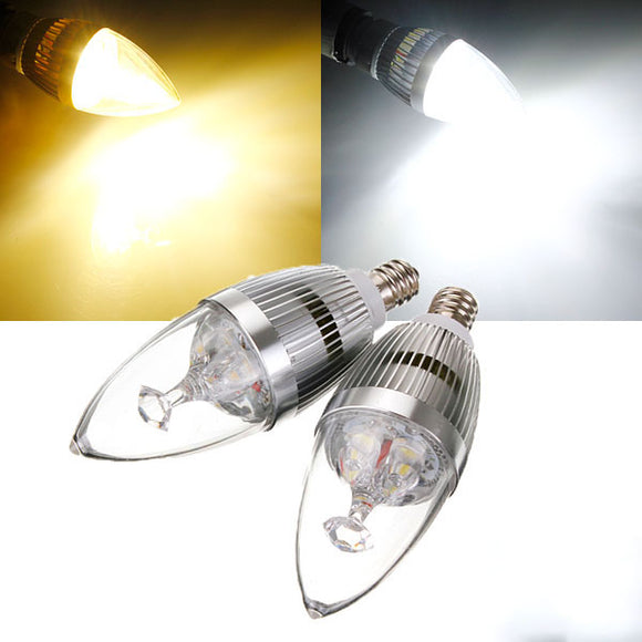E12 3.5W White/Warm White 3 LED Chandelier Silver Candle Bulb 85-265V