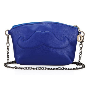 Women Leather Mustache Chain Bag Shouler Crossbody Bag
