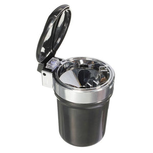 Car Travel LED Blue Light Cigarette Ashtray Portable Holder Cup Black