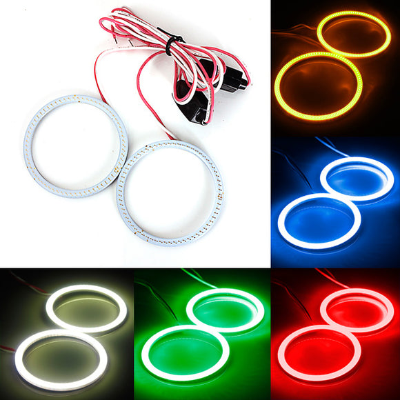 2 x 80mm 93LED CCFL Headlight COB Angel Eyes Halo Ring Lamp