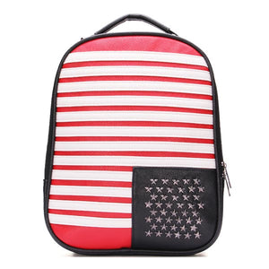 Women Preppy Style Backpack Students Rivets Stripe Schoolbag Book Bags