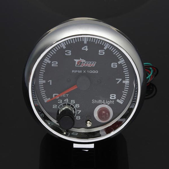 Audew DC12V 3.75 Inch Tacho with Shift Light RPM Rev Gauge Meter