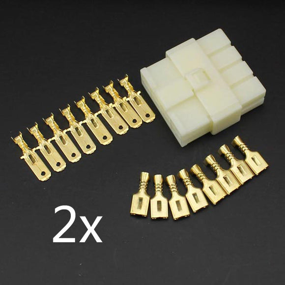 2 x 6.3mm Male Female 8 Way Connectors Terminal for Motorcycle Car