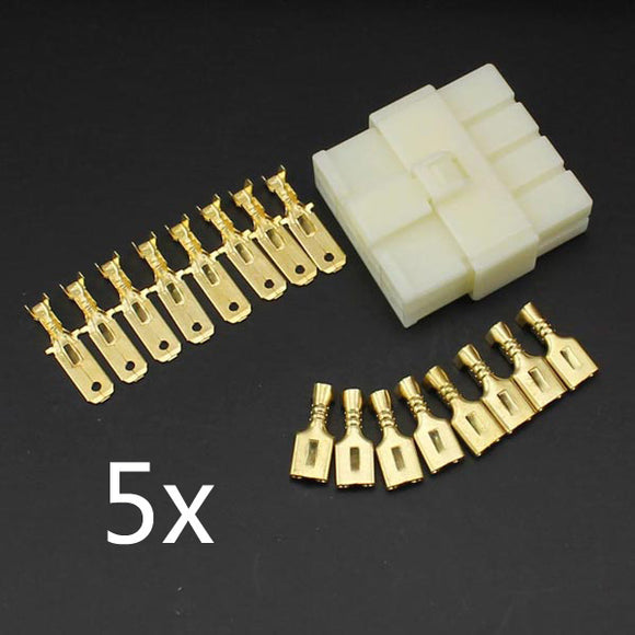 5 x 6.3mm Male Female 8 Way Connectors Terminal for Motorcycle Car