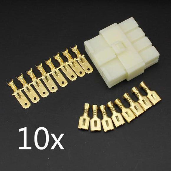 10 x 6.3mm Male Female 8 Way Connectors Terminal for Motorcycle Car