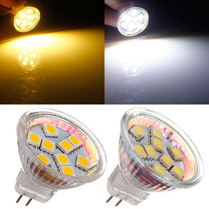 MR11 1.5W 9 SMD 5050 Warm White/White AC/DC 12V LED Spotlightt Bulb