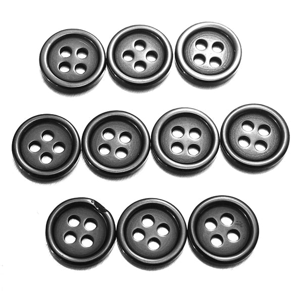 10Pcs 4 Holes Black Round Resin Buttons Sewing Crafts Button 7 Sizes