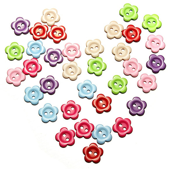 200Pcs 2 Holes Plum Flower Shape Resin Button Sewing Accessories