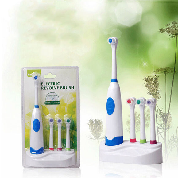 Waterproof Rotation Ultrasonic Electric Toothbrush With 3pcs Replacement Brush Head