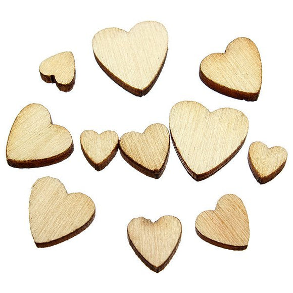 60Pcs Brown Wooden Mixed Heart Scrapbooking Craft Card