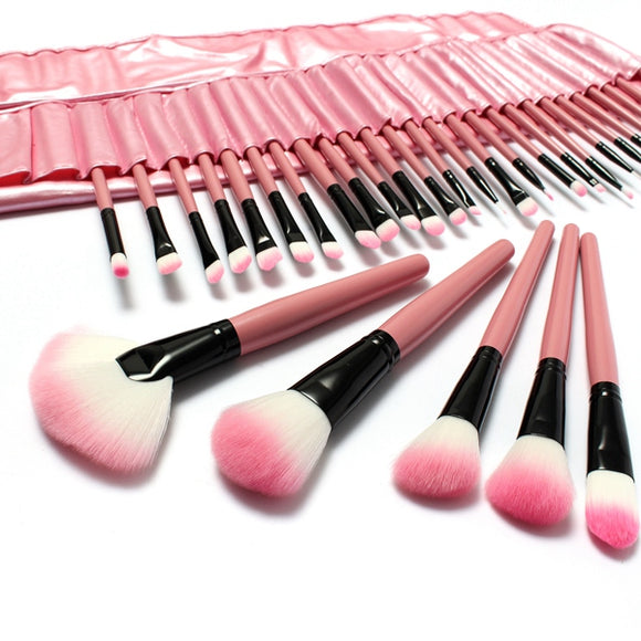 LuckyFine 32pcs Makeup Brushes Set Professional Cosmetic Brush Set Pink Eyeshadow Eyebrow Blush