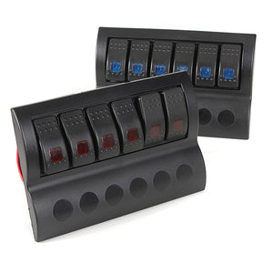 Boat 6 Gang Rocker Circuit Breaker Switch Panel With LED Indicator