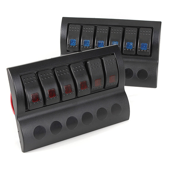 Boat 6 Gang Rocker Circuit Breaker Switch Panel With LED Indicator