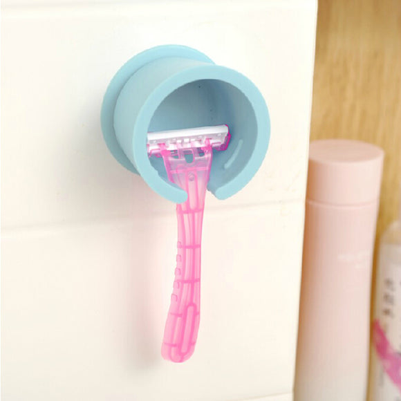 Wall Suction Shaver Holder Razor Tool Shelf Blue White