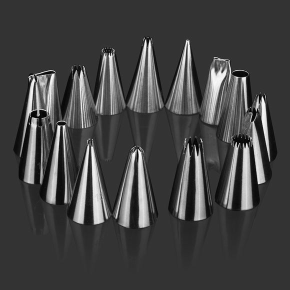 16Pcs Fondant Cake Decorating Icing Piping Nozzles Tips Set Sugarcraft